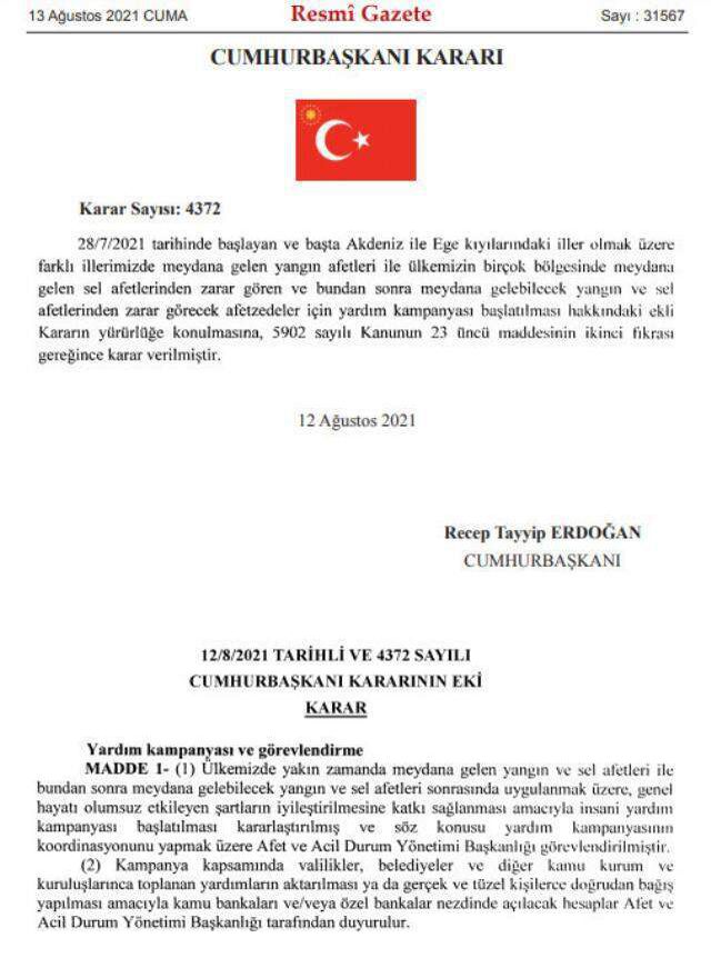 Yangın ve sel felaketlerinde zarar gören vatandaşlar için AFAD koordinesinde yardım kampanyası başlatıldı