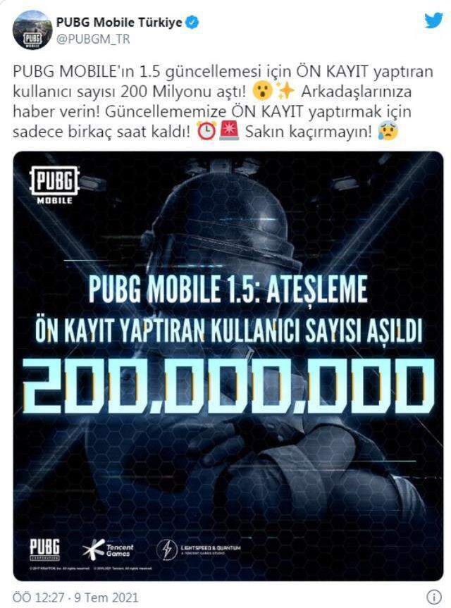 PUBG Mobile 1.5 güncellemesi 200 Milyon ön kayıt ile rekora koşuyor!