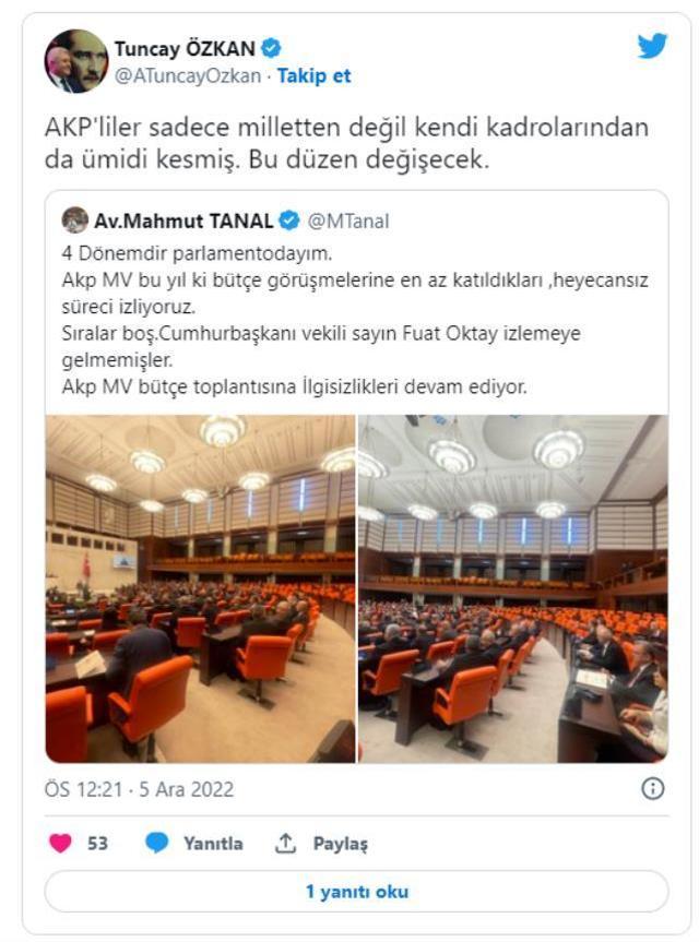 TBMM'deki bütçe görüşmelerine damga vuran görüntü! Fuat Oktay konuşurken AK Parti sıraları boş kaldı