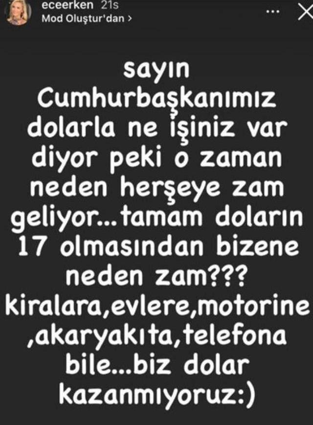 Cumhurbaşkanı'na seslenen Ece Erken, artan dövize isyan etti: Her şeye zam geliyor, acil çözüm