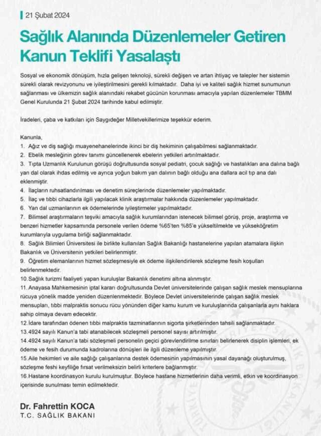 TBMM Genel Kurulu'nda kabul edildi! Sağlıkta sözleşmeli personel sayısı 36 bine çıkacak