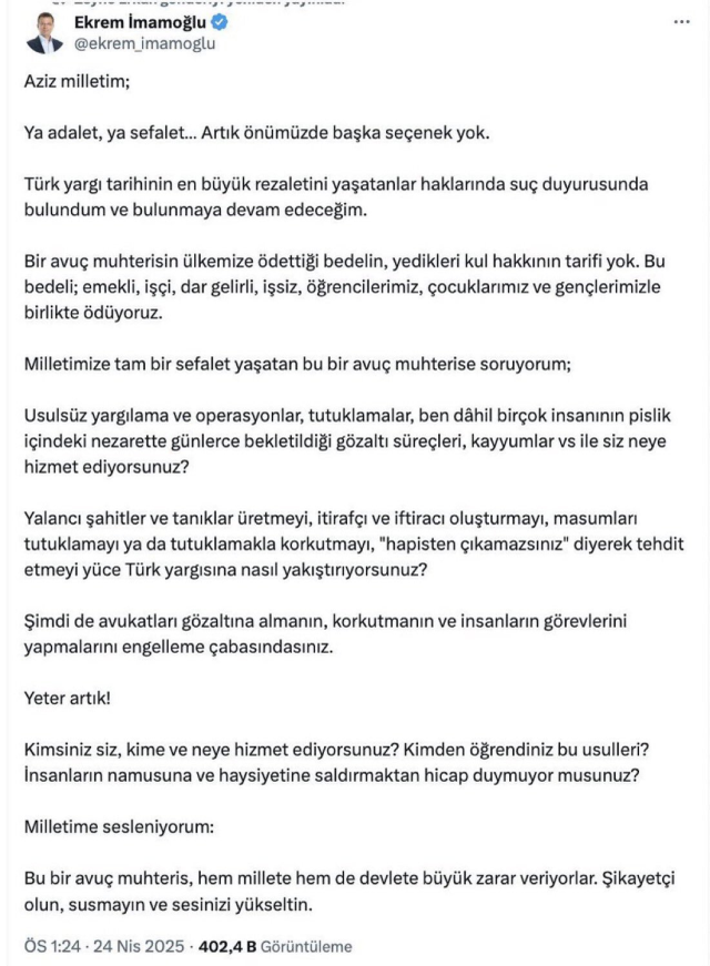 Ekrem İmamoğlu'nun X hesabına erişim engeli! DMM gerekçesini açıkladı