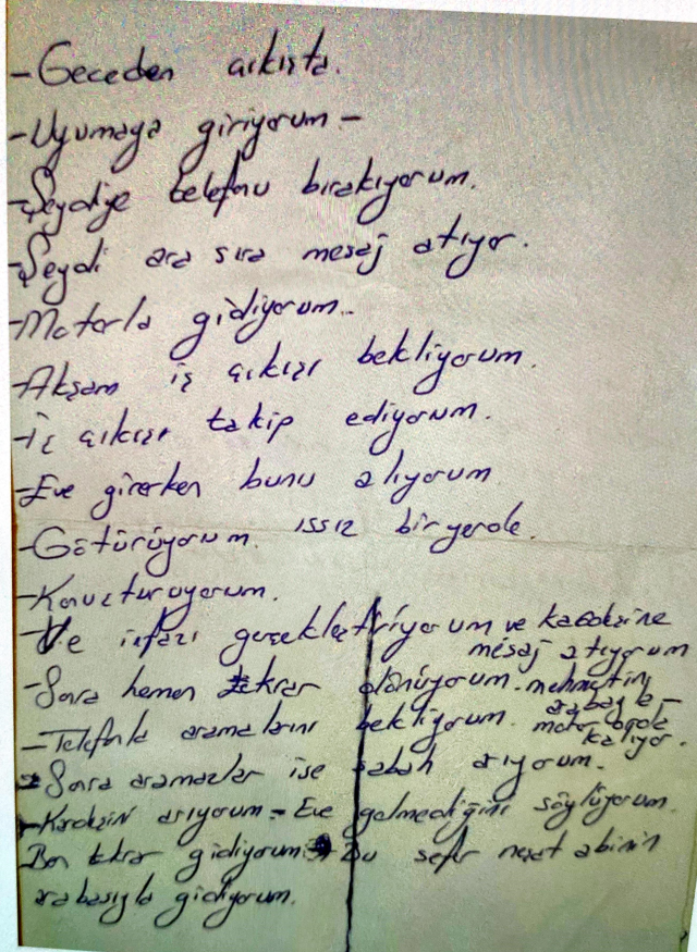 Eski eşini katletmek için cinayet planını not almış