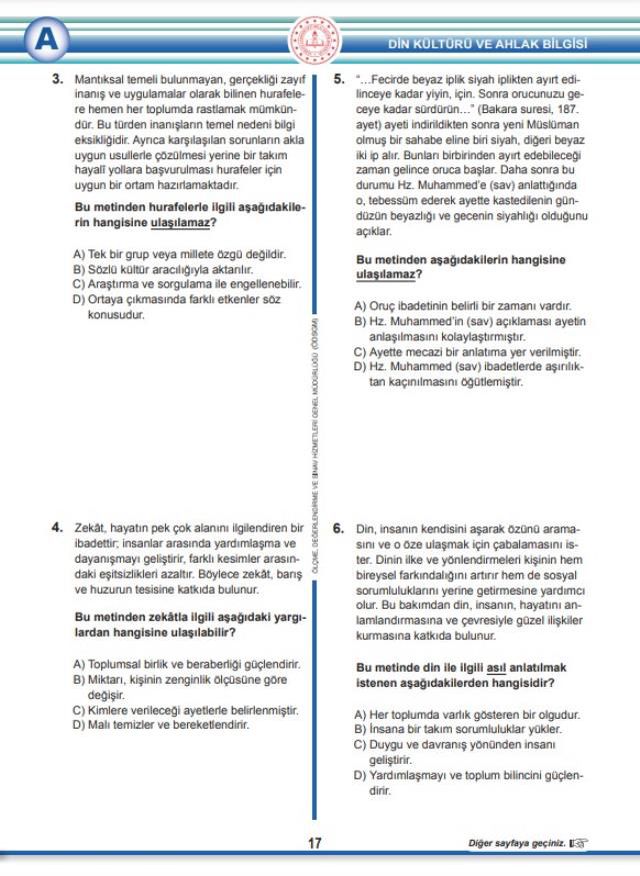 LGS 2022 Tarih, Din Kültürü, İngilizce soru ve cevapları! MEB 2022 LGS Tarih, Din Kültürü, İngilizce (Sözel) soruları ve cevapları nedir?