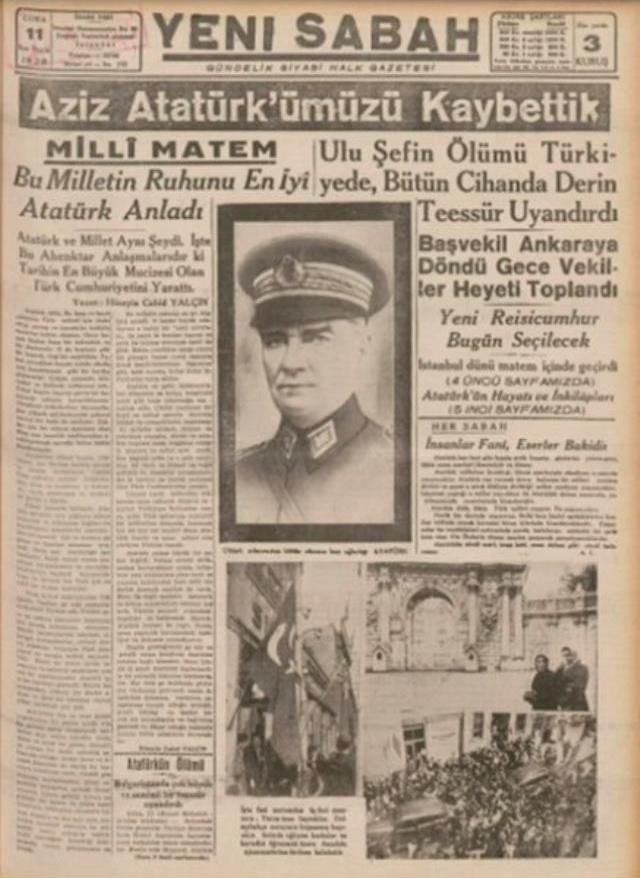 10 Kasım gazete manşetleri 1938! İşte 1938 yılı, 10 Kasım gazete manşetleri!