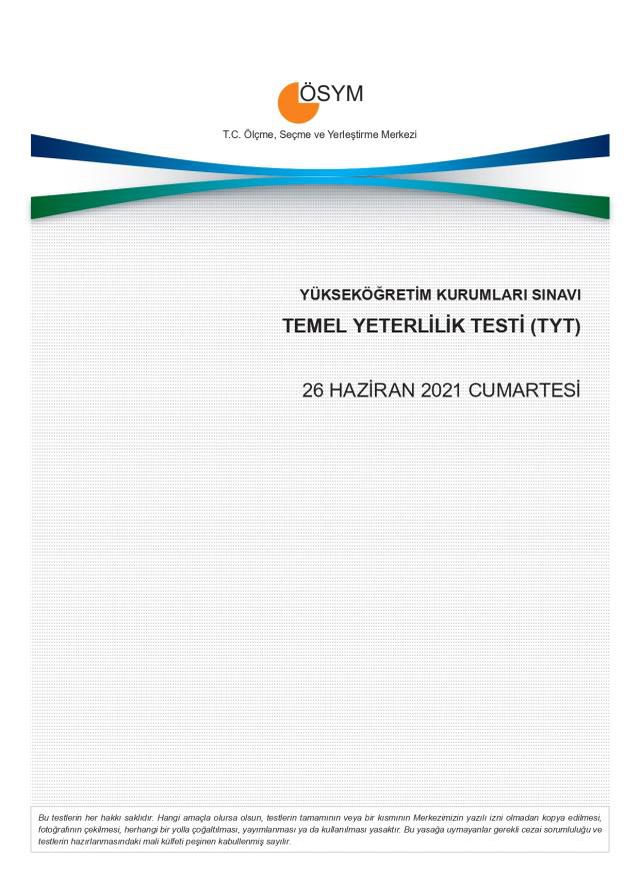 2021 TYT soruları PDF: 2021 TYT soruları ve cevapları!