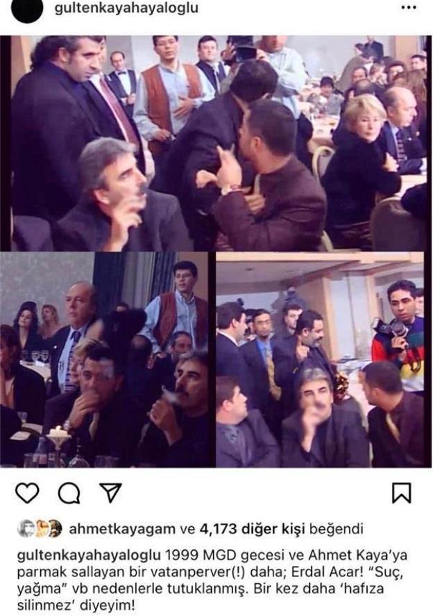 Gülten Kaya'dan eşi Ahmet Kaya'ya çatal fırlatan Erdal Acar'ın tutuklanmasına ilişkin ilk paylaşım