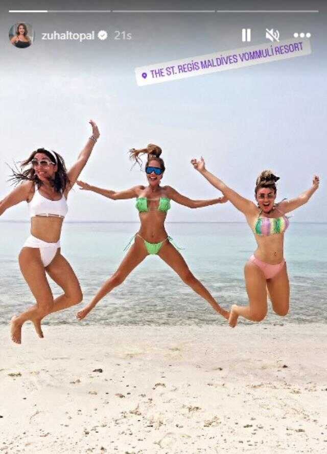 Maldivler'e tatile giden Zuhal Topal, bikinili pozlarını paylaştı