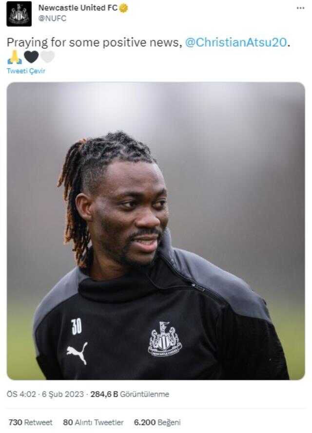 Newcastle United, enkaz altında kalan Hataysporlu eski futbolcusu Christian Atsu için paylaşım yaptı