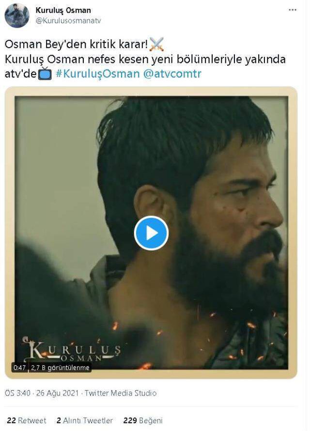 Kuruluş Osman ne zaman? Kuruluş Osman yeni sezon (3. Sezon) ne zaman, saat kaçta, hangi kanalda, hangi gün başlayacak? Tarihi belli mi?