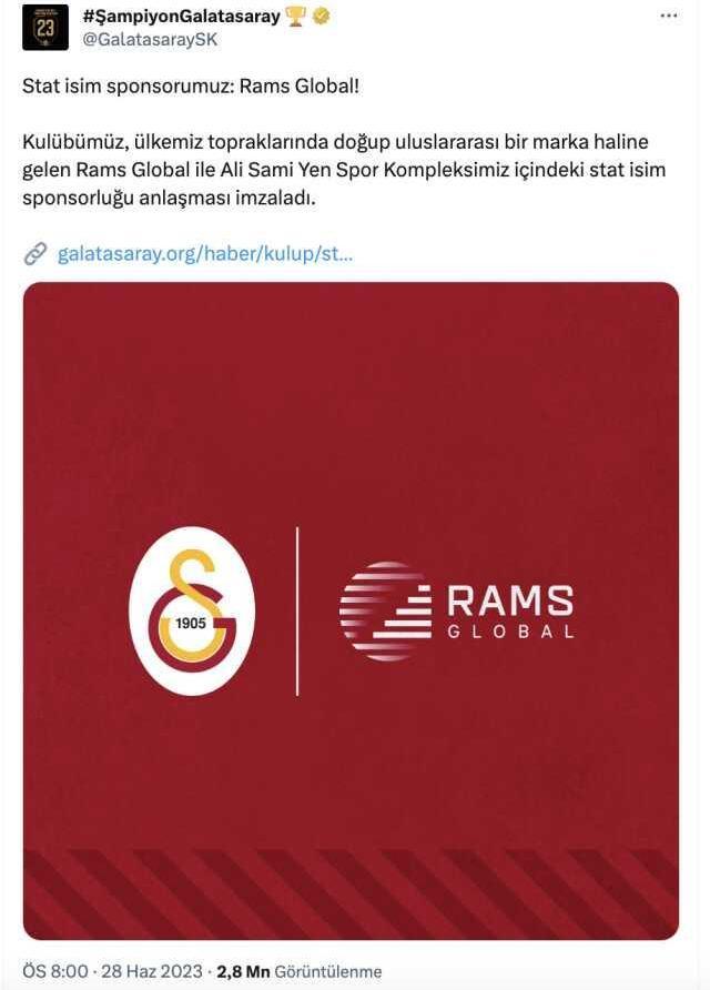 Galatasaray stad ismi ne olacak? Galatasaray stad isim sponsoru kim oldu? Galatasaray stat ismi son dakika!