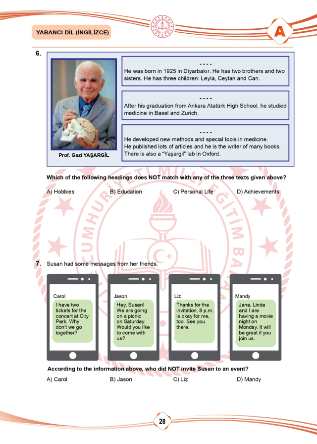 LGS soru cevapları! 2025 LGS Türkçe, Matematik, Fen Bilimleri, İnkılap Tarihi, İngilizce, Din Kültürü SÖZEL -SAYISAL soru cevapları PDF indir – oku!