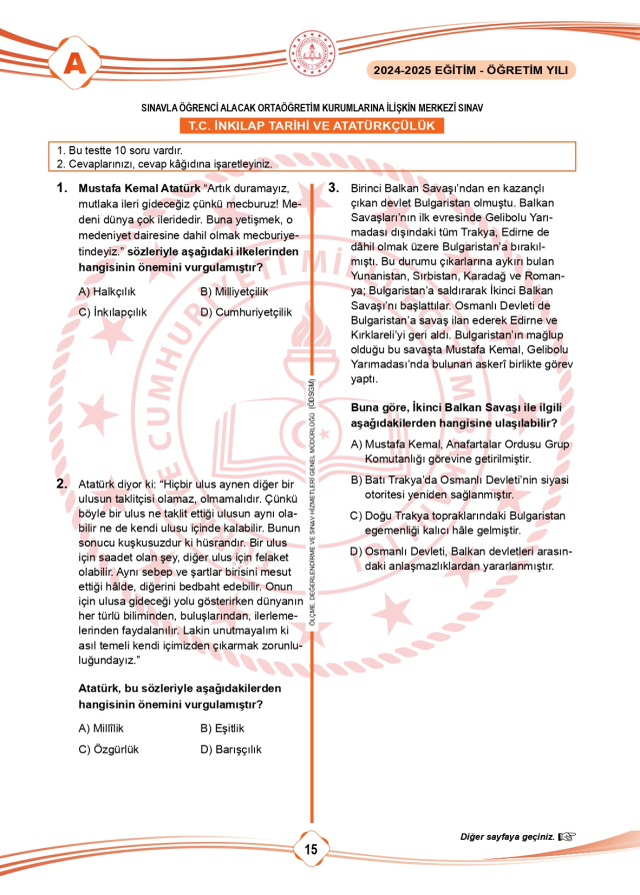LGS soru cevapları! 2025 LGS Türkçe, Matematik, Fen Bilimleri, İnkılap Tarihi, İngilizce, Din Kültürü SÖZEL -SAYISAL soru cevapları PDF indir – oku!