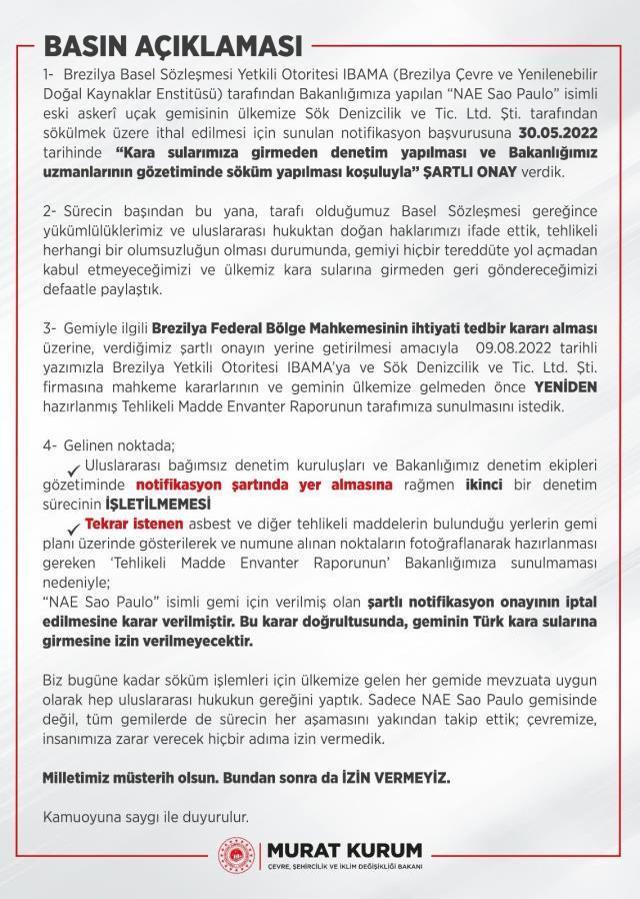 Son Dakika: İzmir'de sökülecek asbestli geminin Türk kara sularına girişine izin çıkmadı