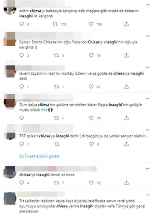 Chiesa'yı defalarca futbolu bırakmış Inzaghi diye anlatan TRT spikeri Levent Özçelik alay konusu oldu