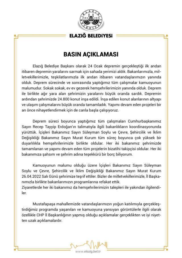 Depremzede ile duşakabin tartışması yaşayan Elazığ Belediye Başkanı görüntülerle ilgili CHP'yi ve gazeteciyi suçladı