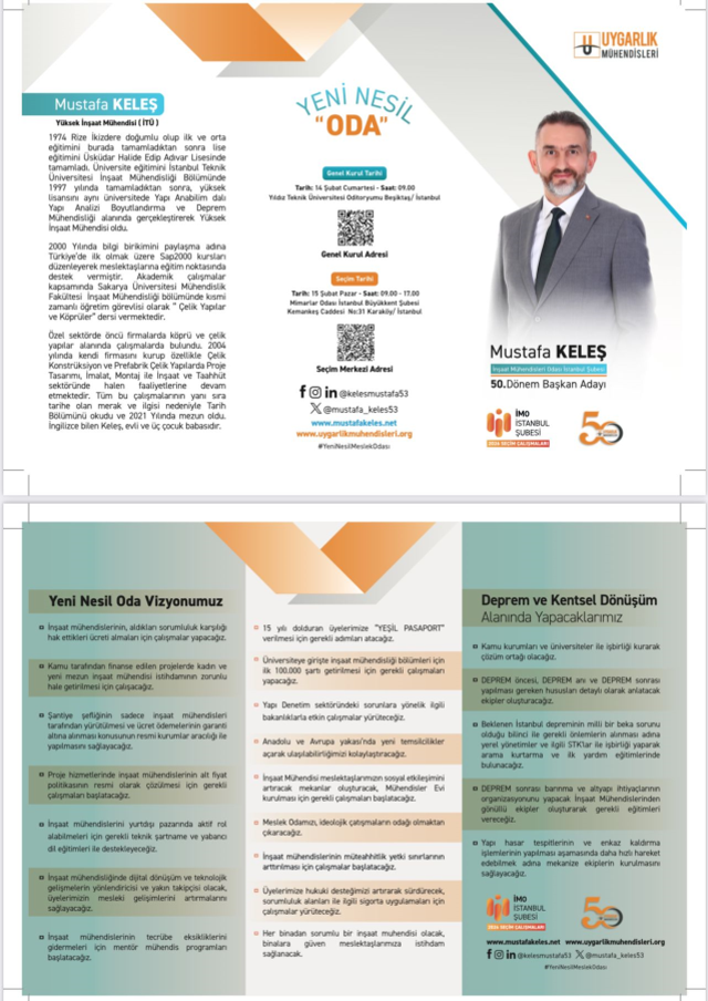 Mustafa Keleş'ten İMO İstanbul şubesine 'Yeni Nesil Oda' vizyonu