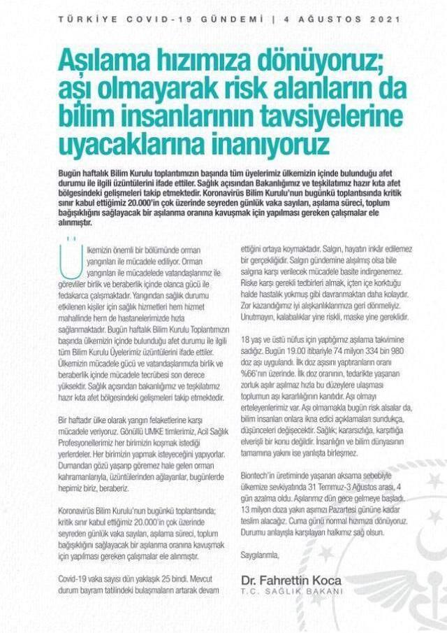 Bakan Fahrettin Koca Bilim Kurulu toplantısı sonrası konuştu: Aşılamada normal hızımıza dönüyoruz