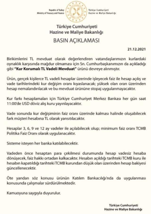 Kur Korumalı TL Vadeli Mevduat nedir?