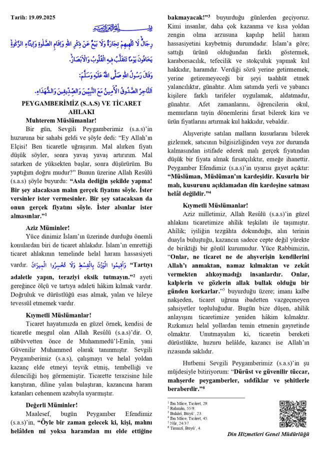 18 Eylül Cuma Hutbesi yayınlandı mı? 18 Eylül Cuma Hutbesi tam metni!
