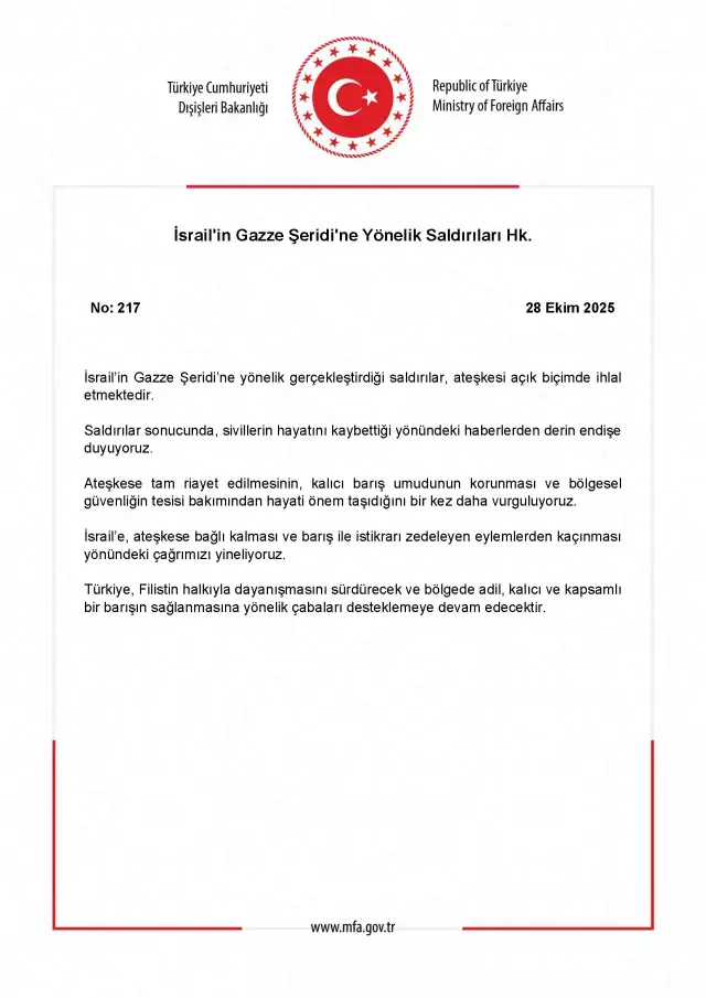 İsrail'in Gazze'deki vahşetine Türkiye'den peş peşe tepkiler