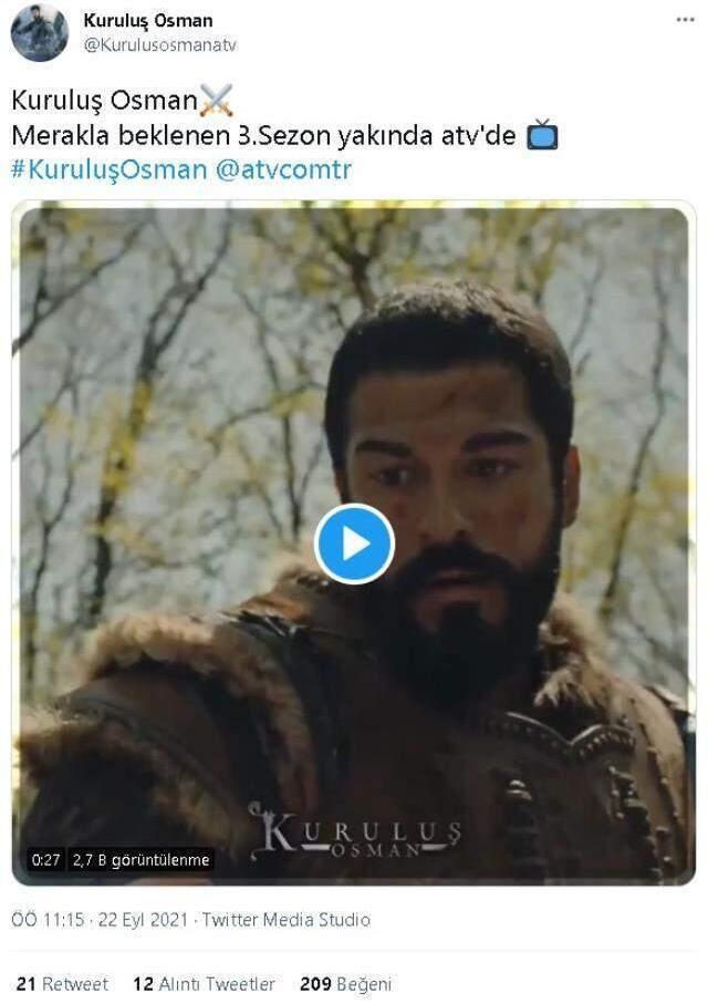 Kuruluş Osman ne zaman? Kuruluş Osman yeni sezon ne zaman, saat kaçta, hangi kanalda? Kuruluş Osman 3. sezon ne zaman başlıyor?