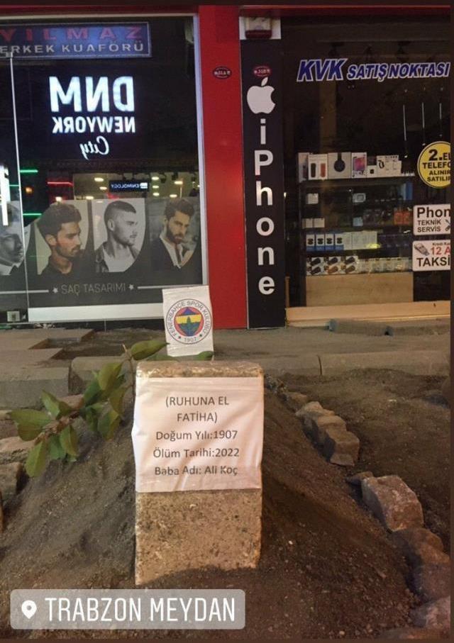 Pes dedirten görüntü! Şehrin göbeğinde Fenerbahçe mezarı