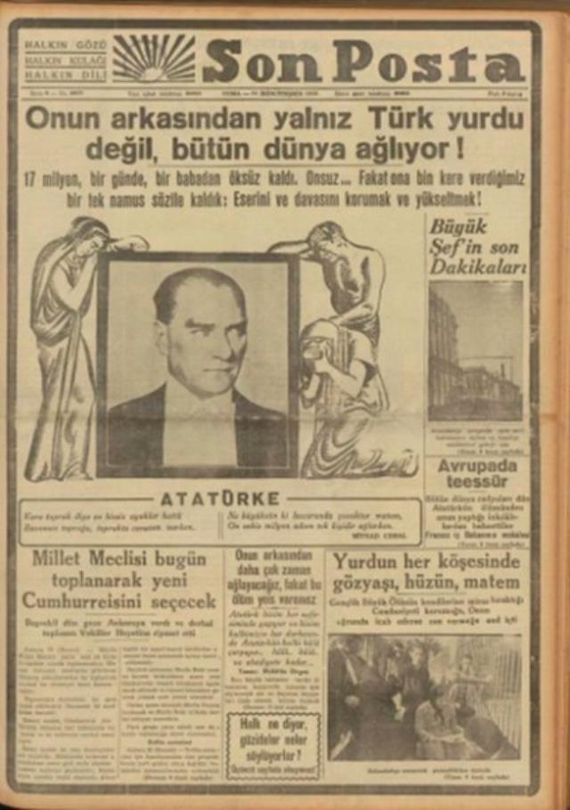 10 Kasım gazete manşetleri 1938! İşte 1938 yılı, 10 Kasım gazete manşetleri!