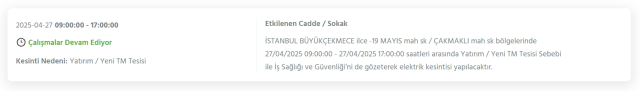İstanbul BÜYÜKÇEKMECE elektrik kesintisi! 26-27 Nisan Büyükçekmece elektrik kesintisi ne zaman bitecek, elektrikler ne zaman gelecek?