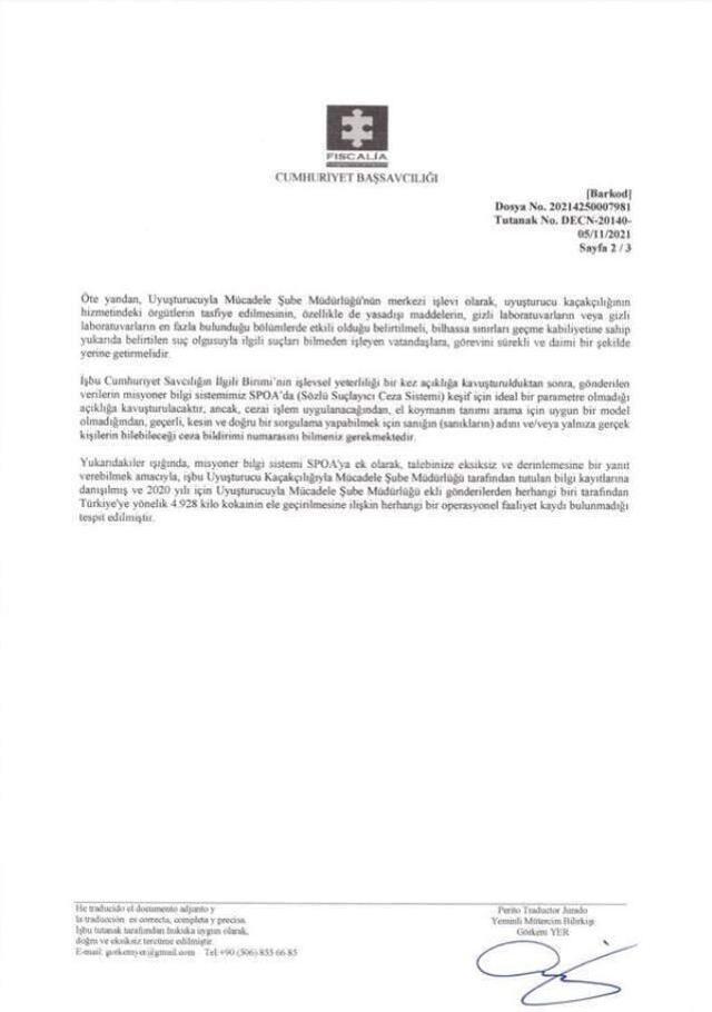 Emniyet Genel Müdürlüğünden Kolombiya'da ele geçirilen kokain ile ilgili açıklama