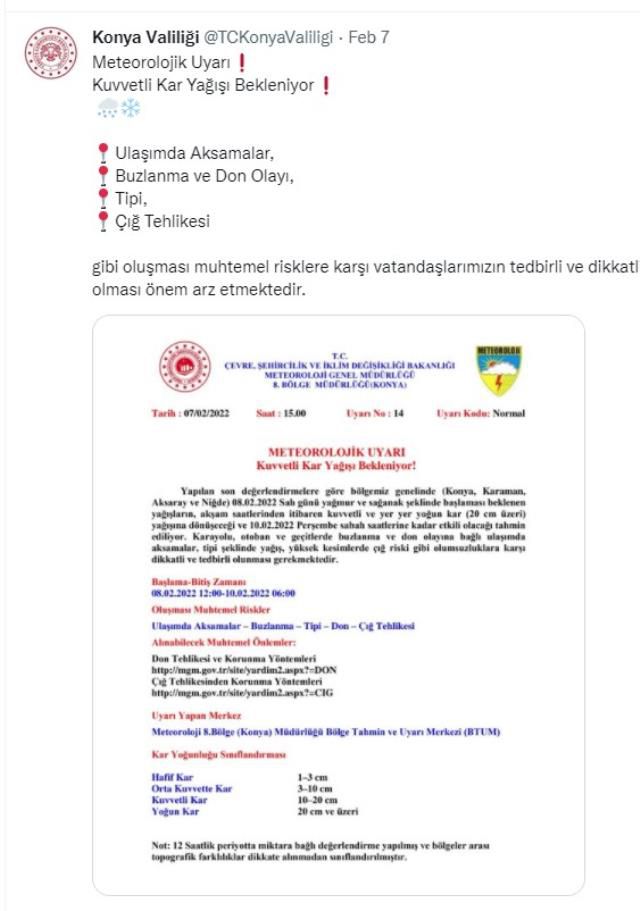 Konya okullar tatil mi? Konya Valiliği kar yağışı duyurusu nedir?