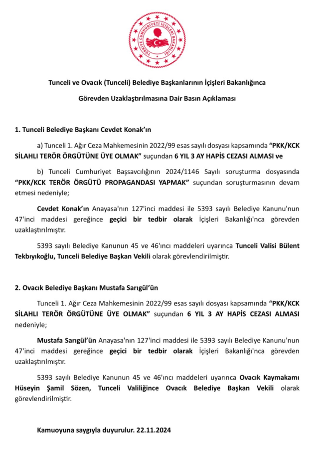 Tunceli'ye kayyum mu atandı? Tunceli'ye neden kayyum atandı?