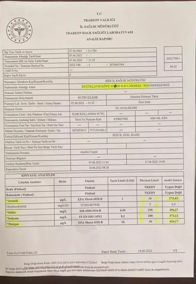 Rize'de yıllardır 'şifalı' diye içilen su zehir çıktı