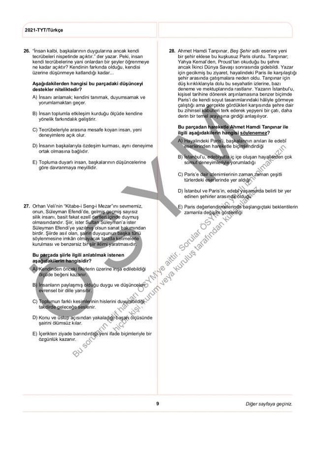 2021 TYT soruları PDF: 2021 TYT soruları ve cevapları!