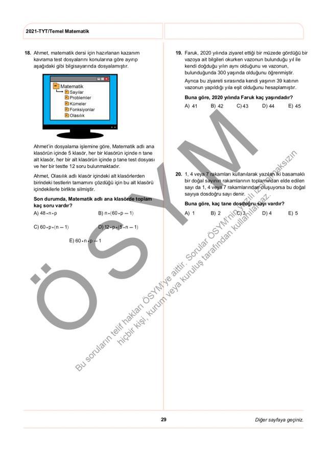 2021 TYT soruları PDF: 2021 TYT soruları ve cevapları!