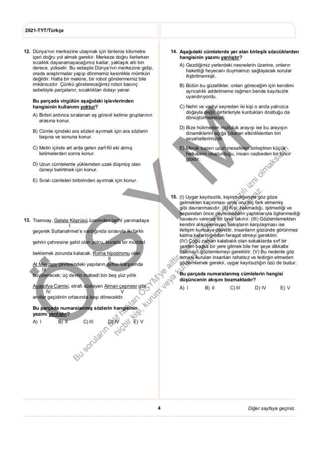 2021 TYT soruları PDF: 2021 TYT soruları ve cevapları!