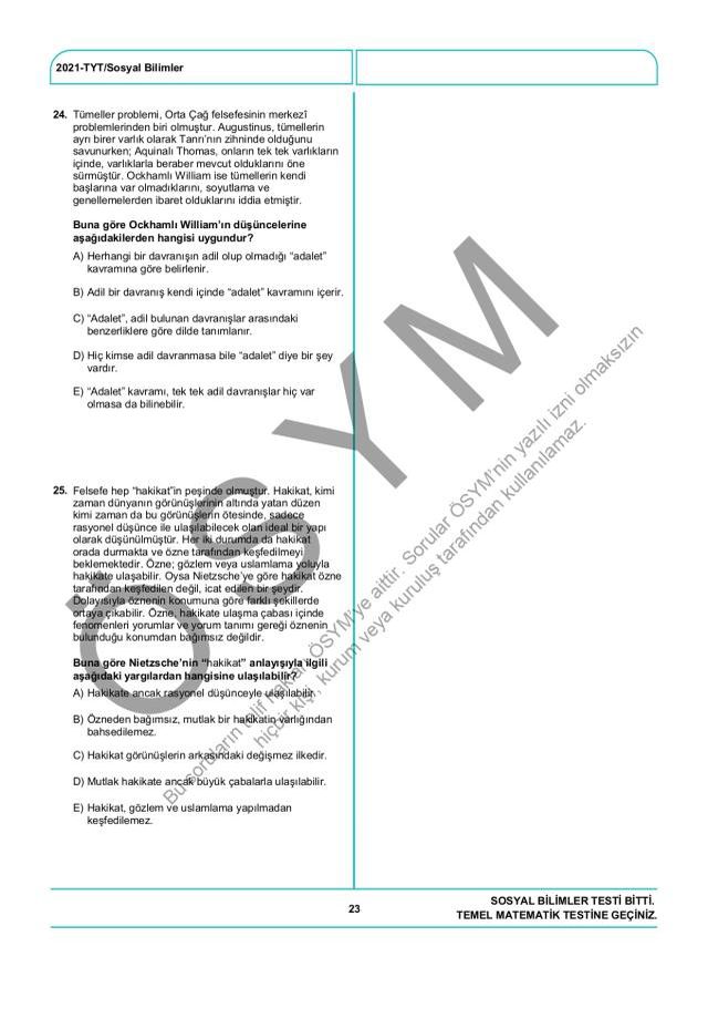 2021 TYT soruları PDF: 2021 TYT soruları ve cevapları!