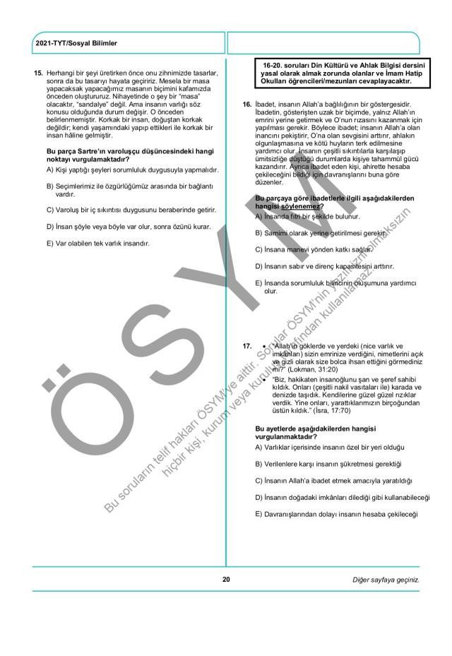 2021 TYT soruları PDF: 2021 TYT soruları ve cevapları!