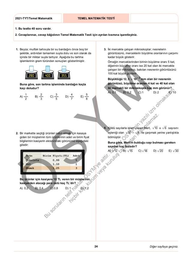 2021 TYT soruları PDF: 2021 TYT soruları ve cevapları!