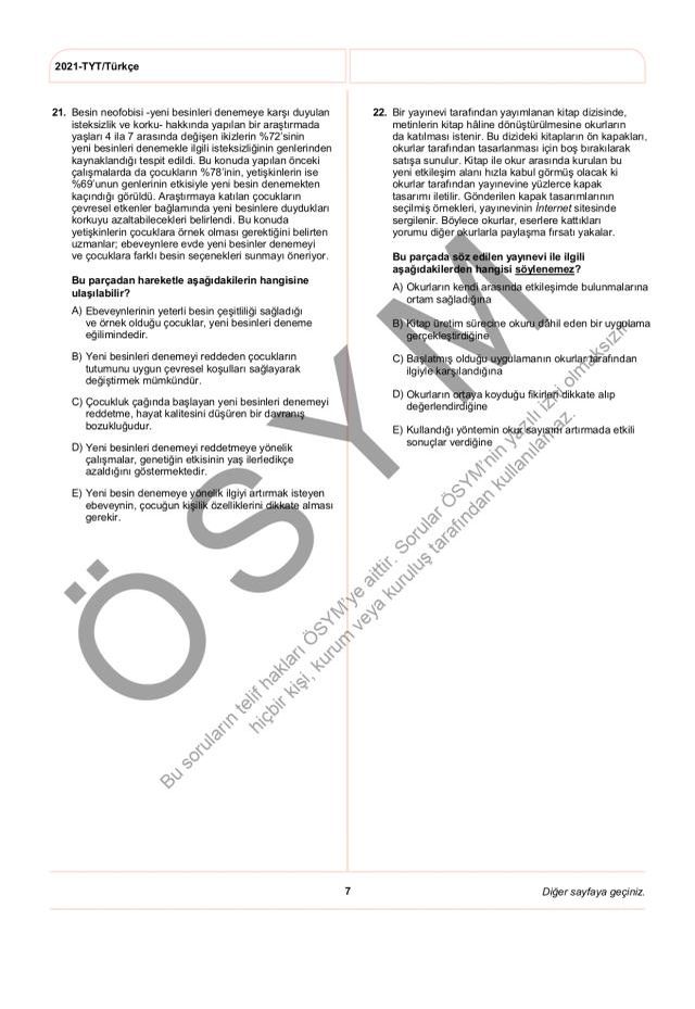 2021 TYT soruları PDF: 2021 TYT soruları ve cevapları!