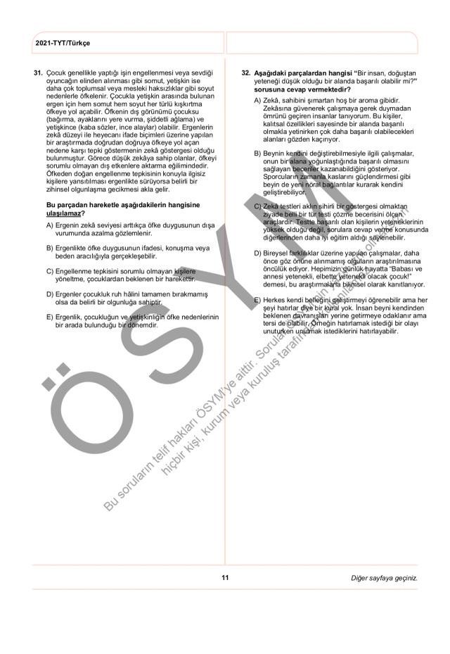 2021 TYT soruları PDF: 2021 TYT soruları ve cevapları!
