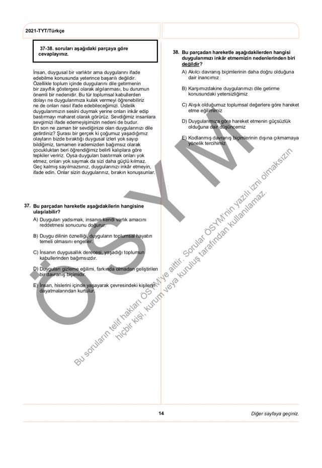 2021 TYT soruları PDF: 2021 TYT soruları ve cevapları!