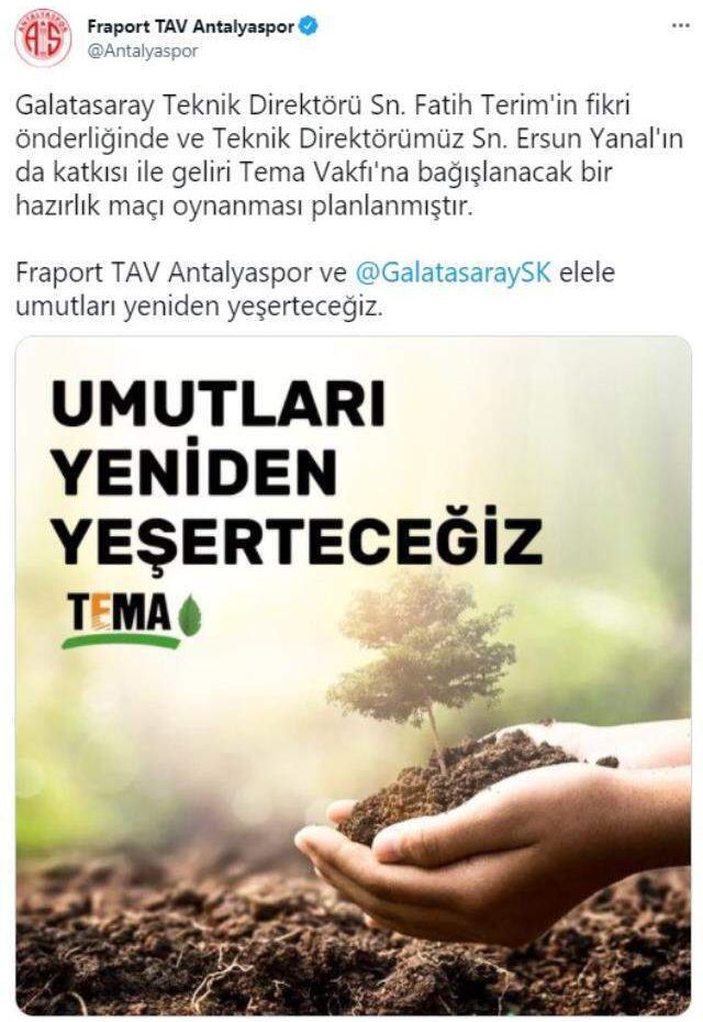 Galatasaray ve Antalyaspor'dan anlamlı maç! Tüm gelir TEMA Vakfı'na bağışlanacak