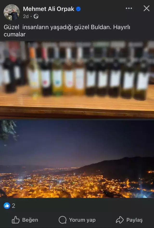 Buldan manzarası ve alkol şişeleri