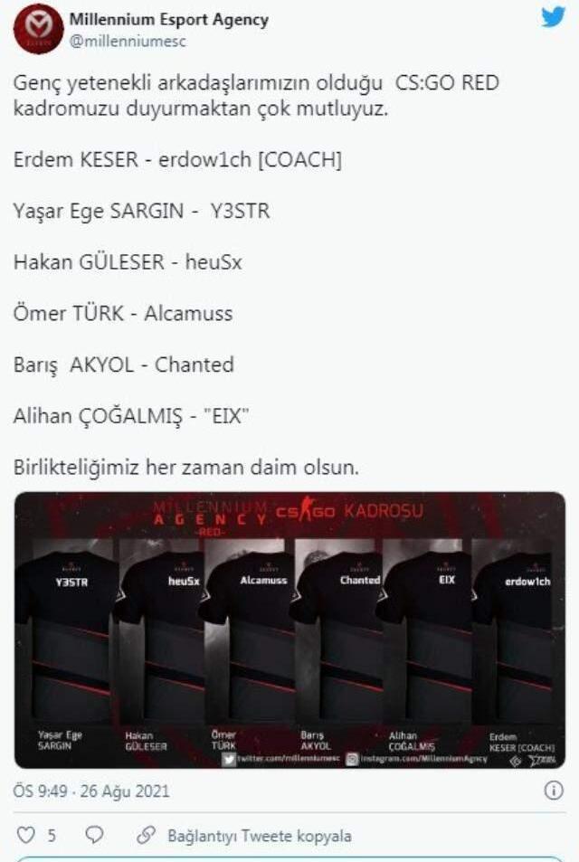 Millennium Agency Esports CS: GO Red kadrosunu duyurdu!
