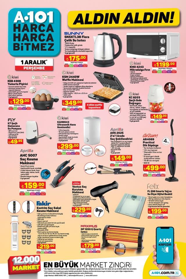 A101 aktüel katalog 1 Aralık 2022 Perşembe indirimli ürünler