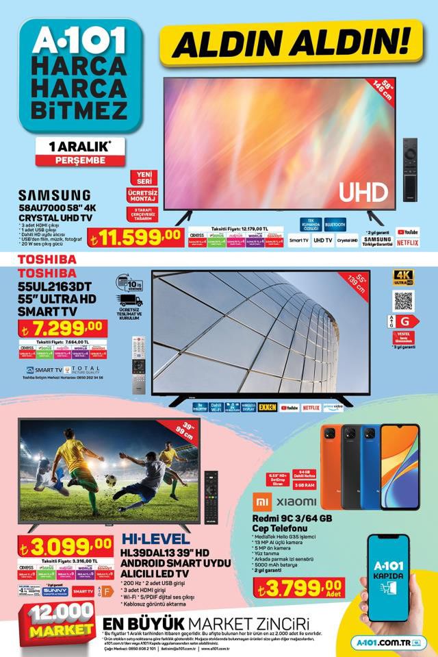 A101 aktüel katalog 1 Aralık 2022 Perşembe indirimli ürünler