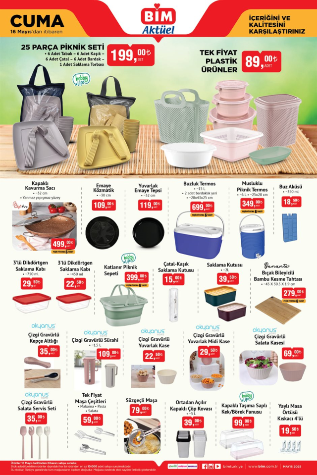 16 Mayıs BİM aktüel ürünler kataloğu! 16 Mayıs Cuma günü BİM'de hangi ürünler var?