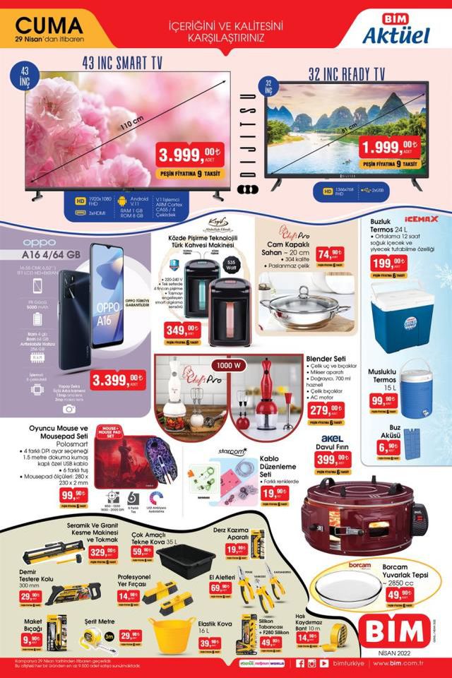 BİM aktüel ürünler kataloğu yayınlandı! 29 Nisan Cuma BİM bu hafta katalog ürünleri neler? BİM'e gelecek ürünler ve BİM fiyat listesi!