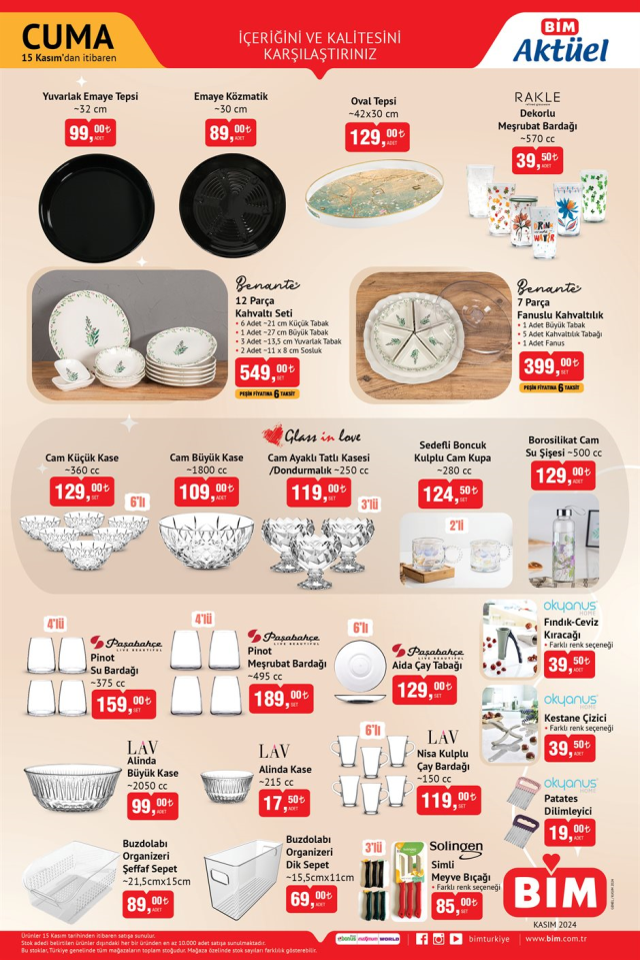 BİM 15 KASIM AKTÜEL KATALOĞU: BİM'de hangi aktüel ürünler var? 15 Kasım Cuma günü Bim'e hangi ürünler gelecek?